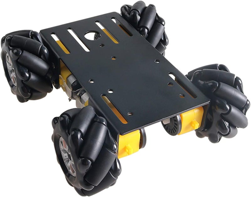 SmaringWing MC100 4WD Mecanum Wheel Car Chassis with TT Motor, Remote Control Smart Car Kit with 60mm Omnidirectional Wheel for Arduino/Raspberry pi/Micobit, Metal Frame Robot Chassis for DIY Learning (Black) - Image 1